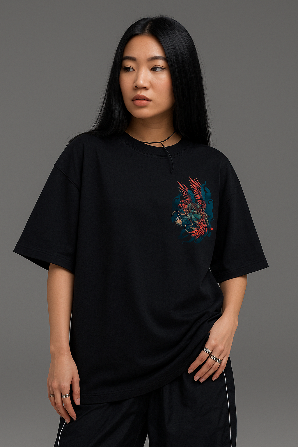 PHOENIX | BLACK | OVERSIZED TSHIRT