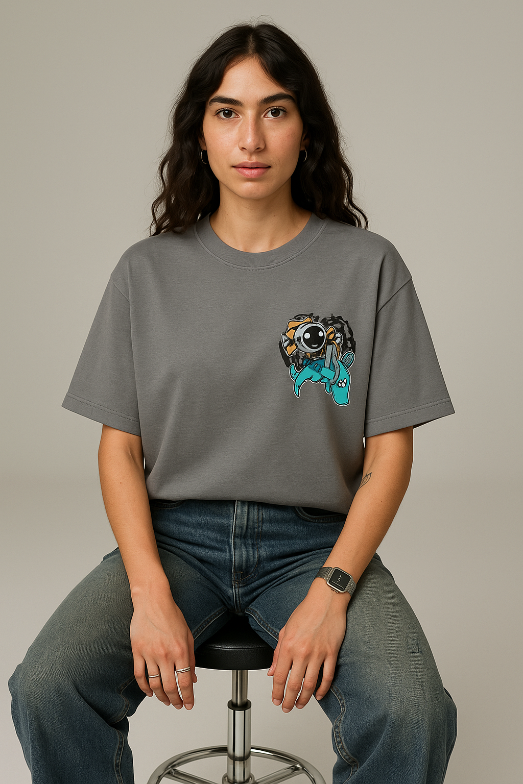 COSMIC CHAOS | GREY | OVERSIZED T-SHIRT