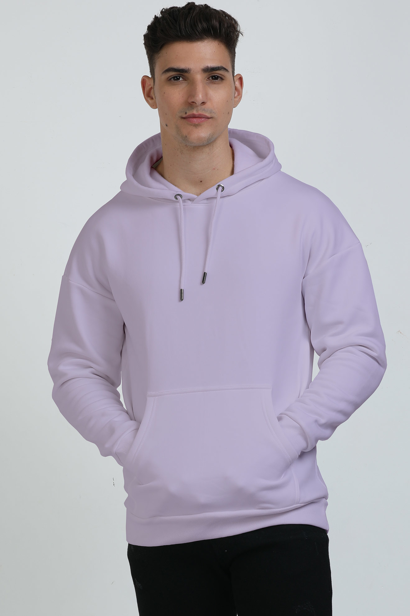 Daisukii Unisex Oversized Plain Solid Hoddie | Off Lavender