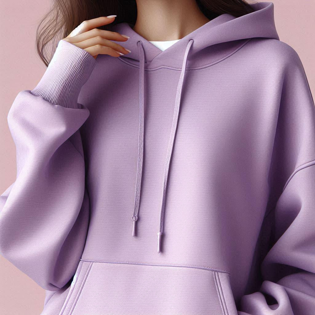 Daisukii Unisex Oversized Plain Solid Hoddie | Off Lavender