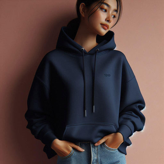 Daisukii Unisex Oversized Plain Solid Hoddie | Off Navy Blue