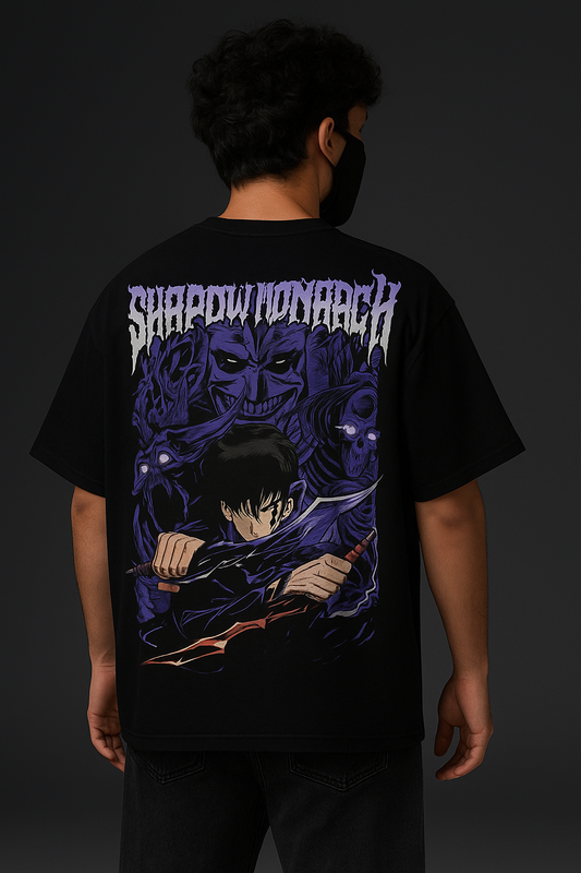 SHADOW MONARCH ANIME OVERSIZED BLACK T-SHIRT