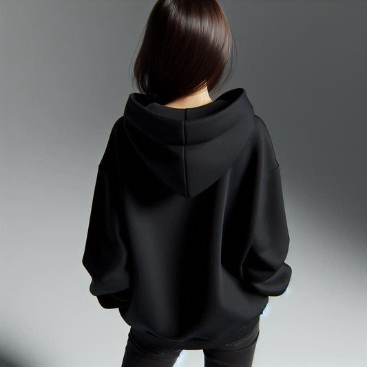 Daisukii Unisex Oversized Plain Solid Hoddie | Off Black