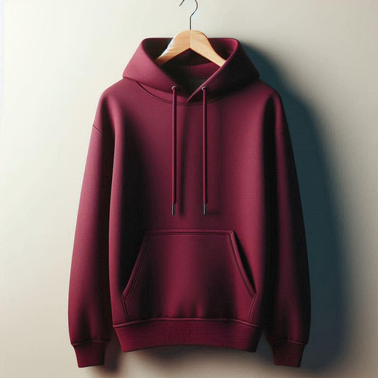 Daisukii Unisex Oversized Plain Solid Hoddie | Off Maroon