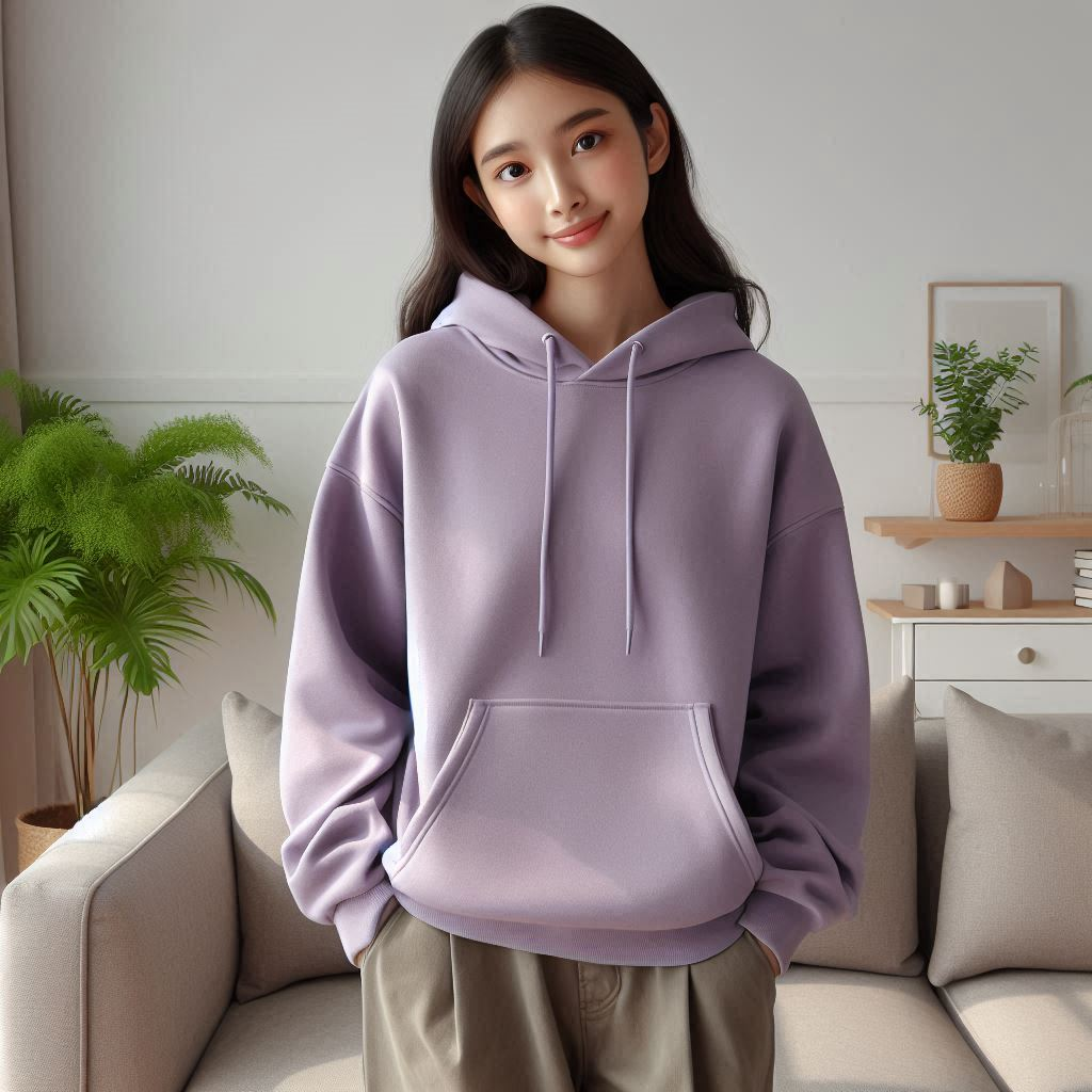 Daisukii Unisex Oversized Plain Solid Hoddie | Off Lavender