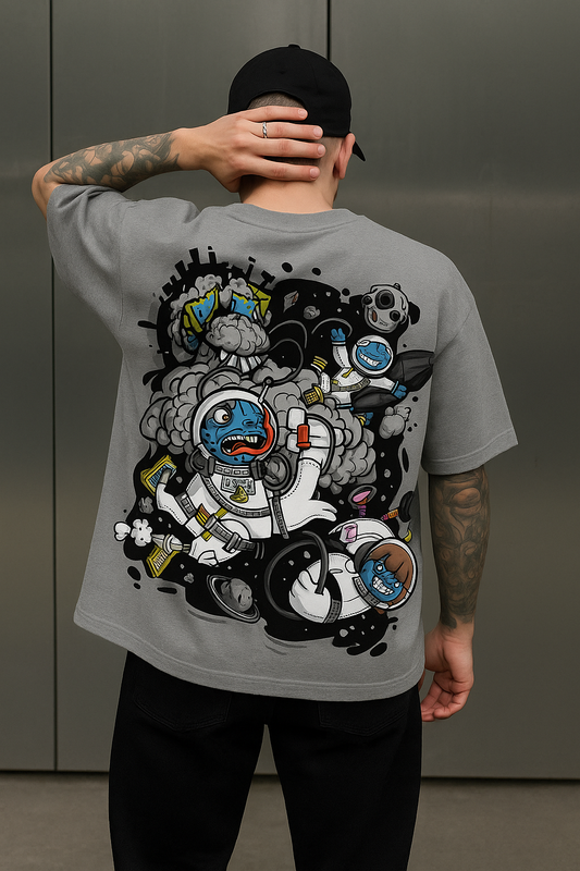 COSMIC CHAOS | GREY | OVERSIZED T-SHIRT